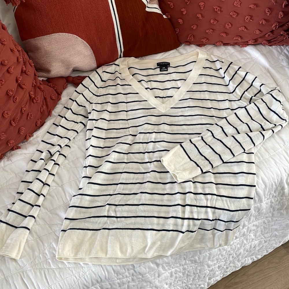 Club Monaco Italian yarn v neck stripe sweater